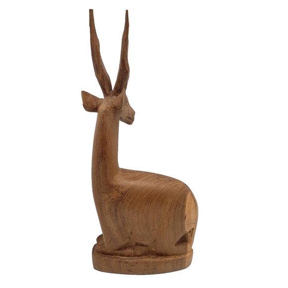 Vintage MCM Midcentury Modern Handcarved Teak Wood Antelope Gazelle 7" Tall EUC - Picture 6 of 12
